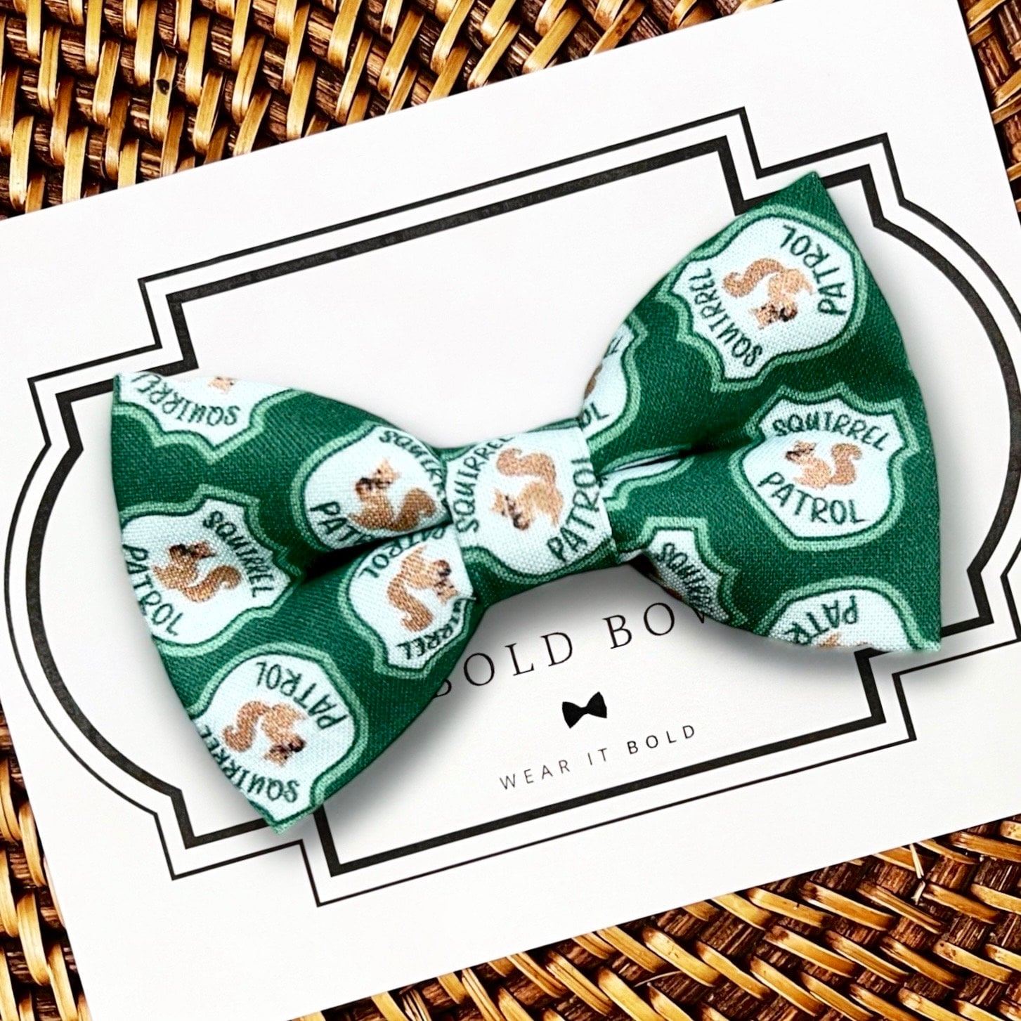 Squirrel Patrol Dog Bow Tie or Cat Bow Tie for Collar, Bow Tie for Dogs, Dog Bowtie, Bow Ties, Dog Accessories, Dog Birthday Gift, Dog Gift