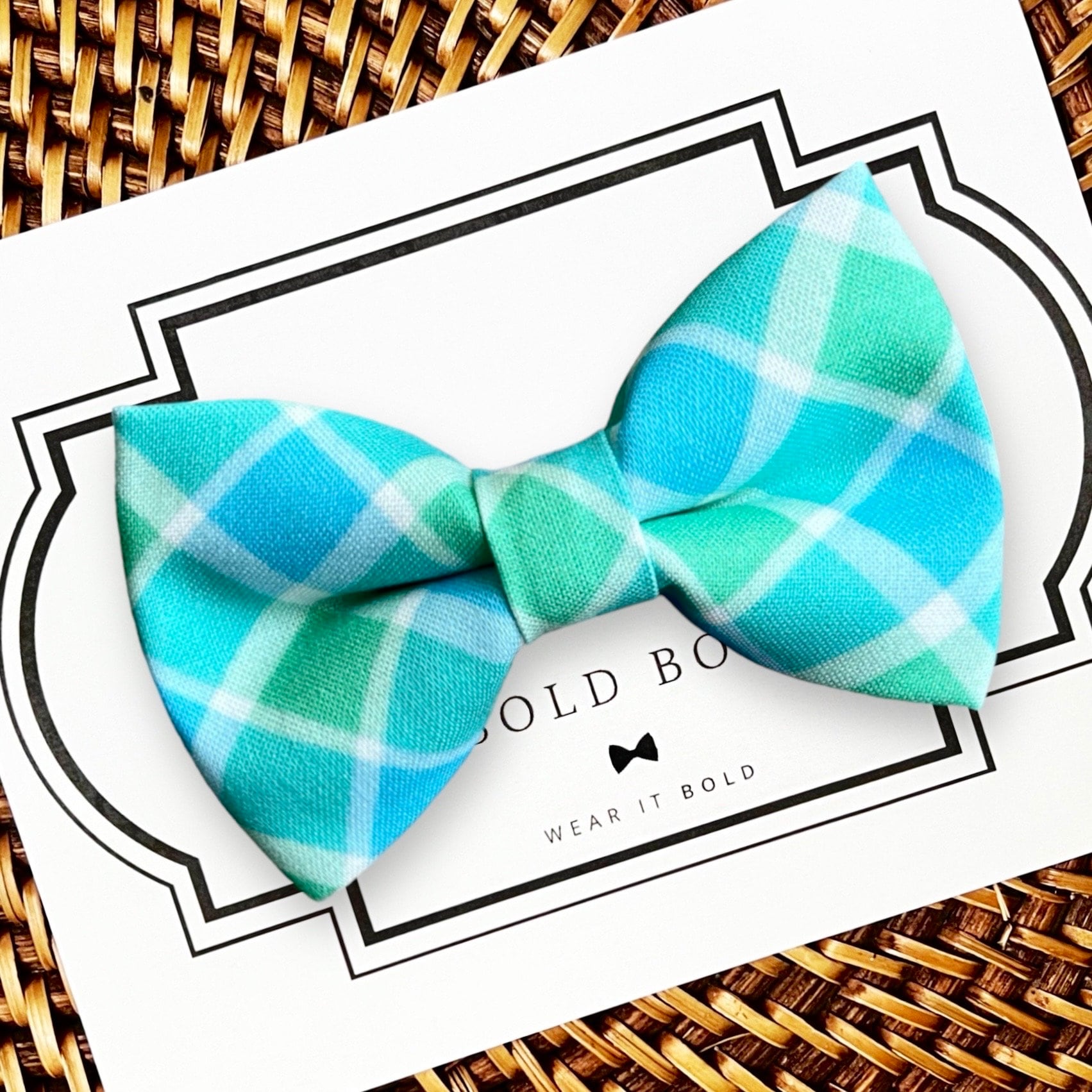 Blue & Green Easter Dog Bow Tie