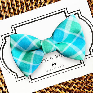 Blue & Green Easter Dog Bow Tie