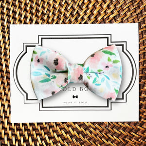 Pink Floral Dog Bow Tie or Cat Bow Tie