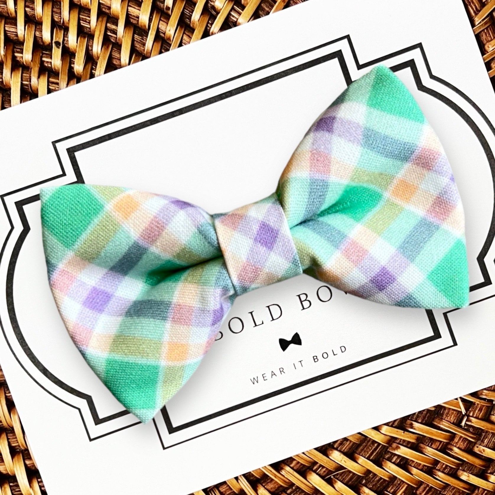 Green & Purple Easter Dog Bow Tie
