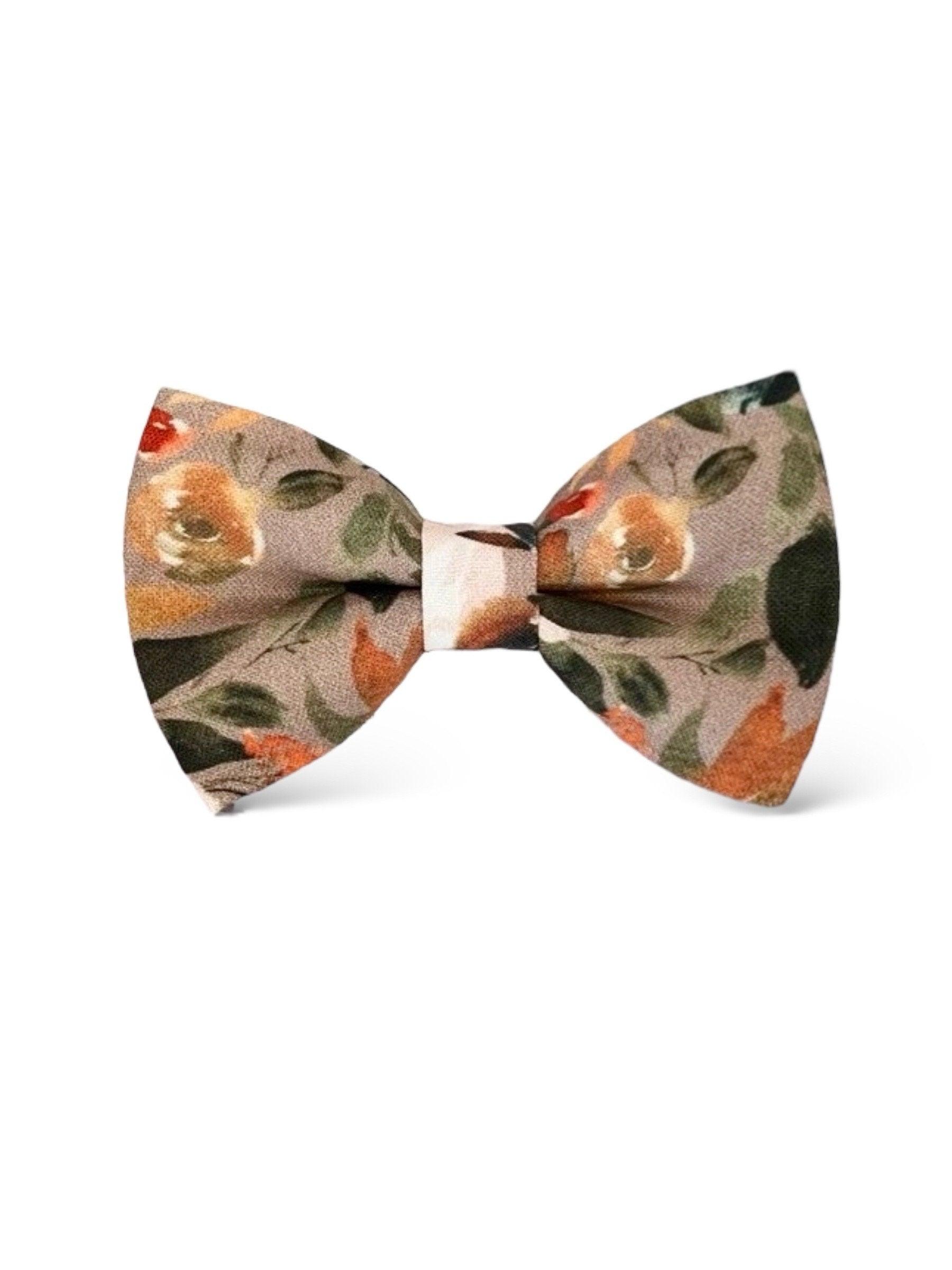 Taupe Orange Floral Necktie, Burnt Orange Bowtie, Bowties for Bohemian Wedding Accessories, Hanky Pocket Square for Mens Ties, Mens Gift