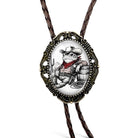 The Bold Bow Tie western bolo tie featuring a cowboy toad illustration in an ornate brass scalloped bezel on leather