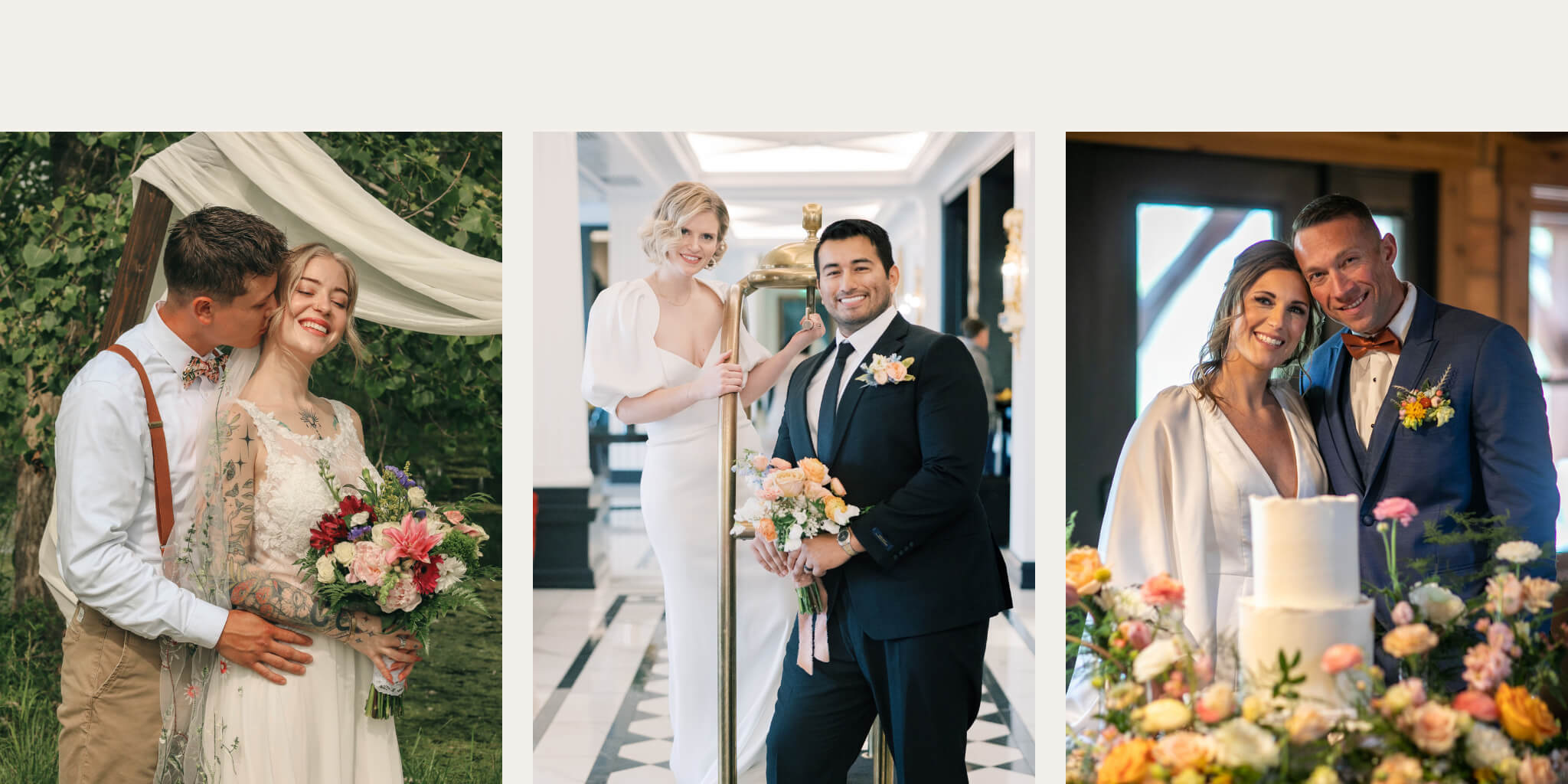 Wedding Photos from brides and grooms in mens ties and bow ties.