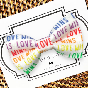 Love Wins on White Background Bow Tie for Dog Collar or Cat Collar