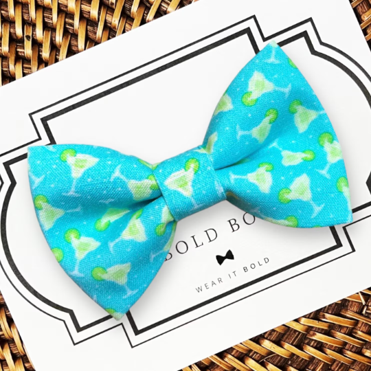 Teal Margarita Bow Tie for Dog Collar or Cat Collar