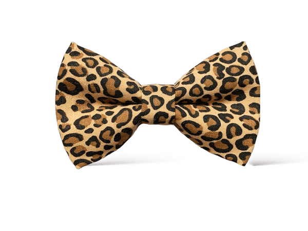 Men's Cheetah Print Bow Tie - Yellow & Black Pre-tied Polyester Bowtie With Adjustable Strap