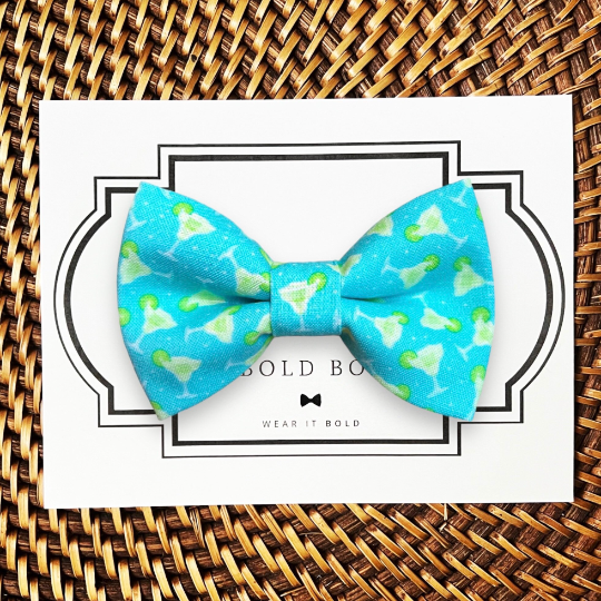 Teal Margarita Bow Tie for Dog Collar or Cat Collar