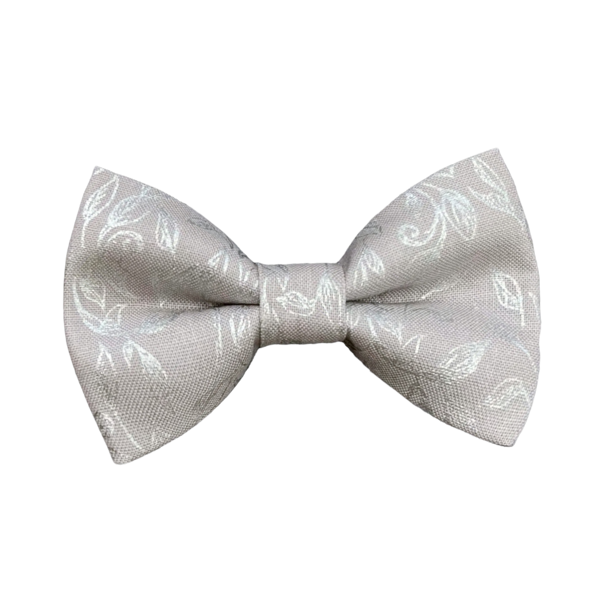 Silver Floral Cotton Bow Tie