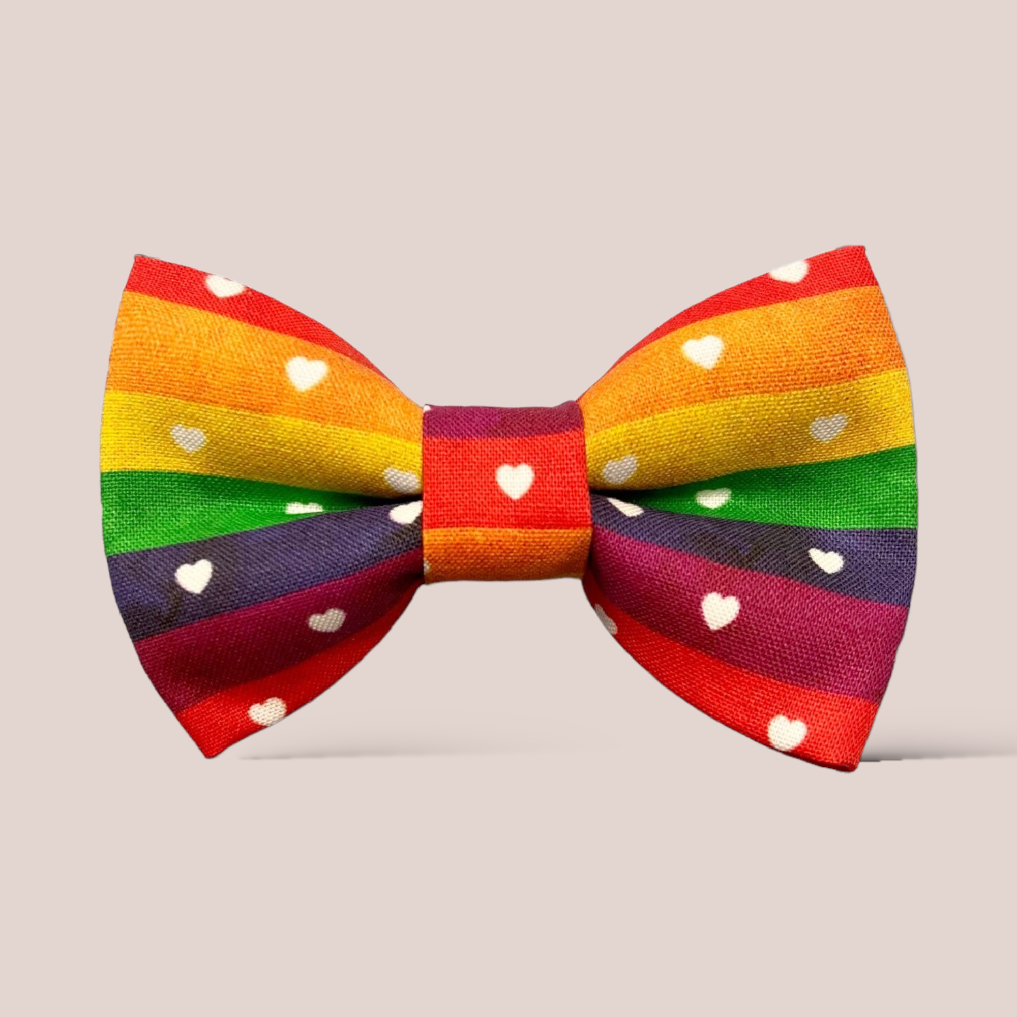 Rainbow Stripes & Hearts Pride Hair Bow