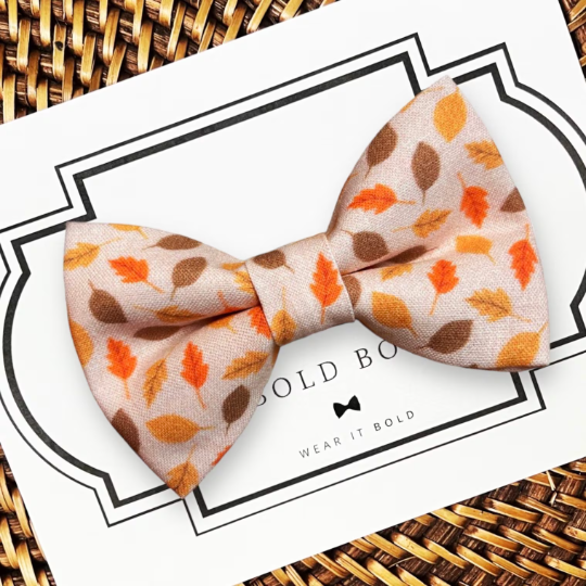 Cider Autumn Leaves Bow Tie for Dog Collar or Cat Collar