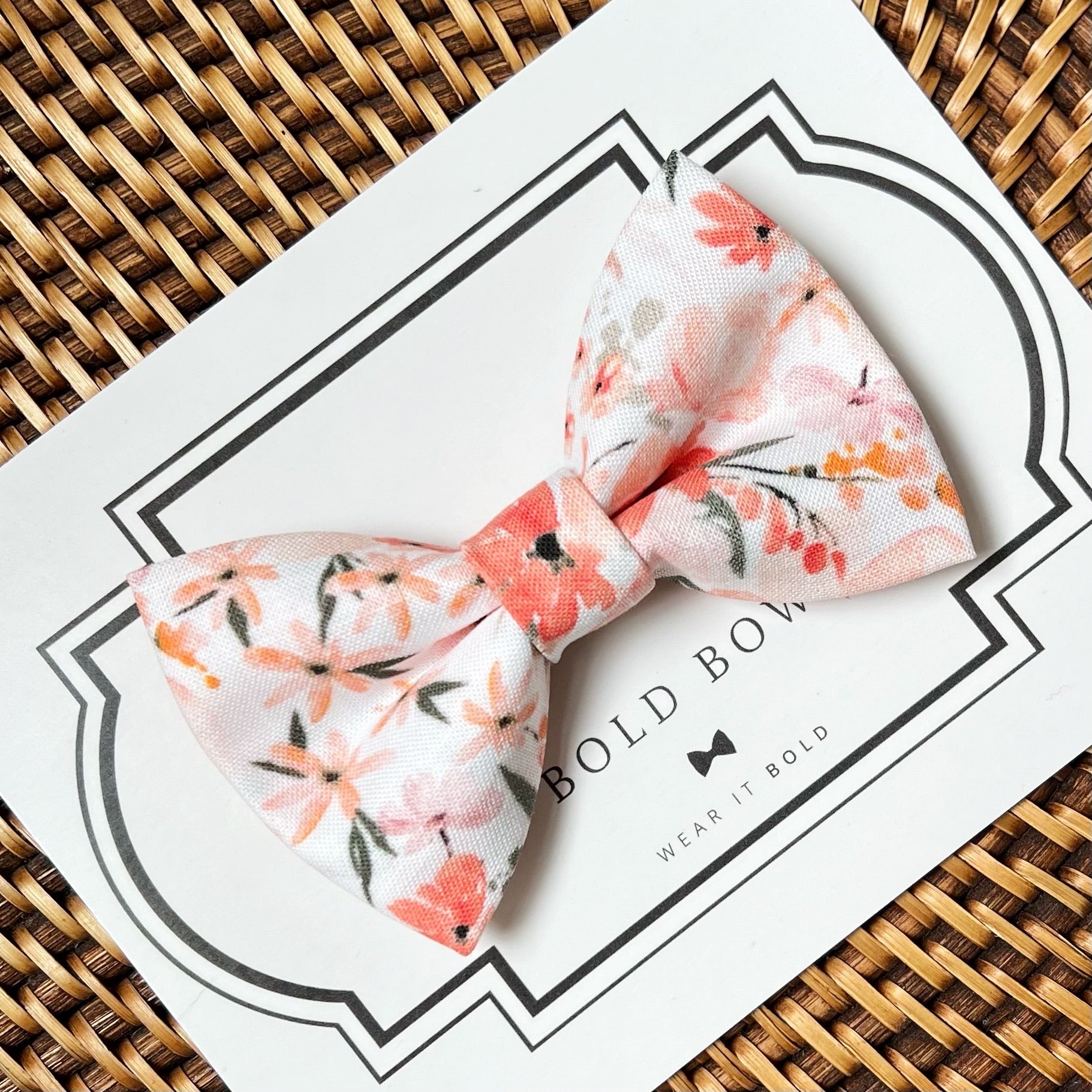 Peach Floral Bow Tie