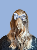 Load image into Gallery viewer, French Blue Floral Hair Bow
