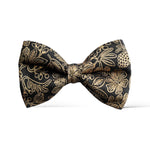 Load image into Gallery viewer, Black &amp; Gold Floral Bow Tie
