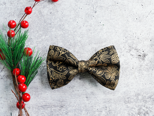 Black & Gold Floral Bow Tie