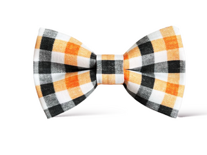 Halloween Black and Orange Plaid Bow Tie