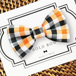 Load image into Gallery viewer, Halloween Black and Orange Plaid Bow Tie
