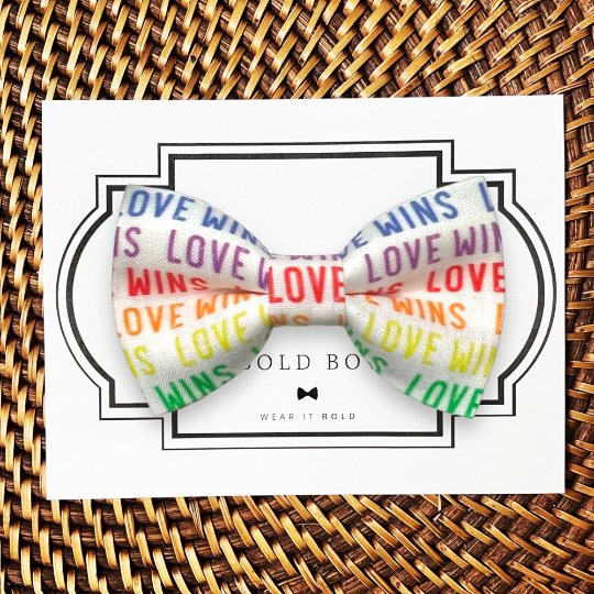 Love Wins on White Background Bow Tie for Dog Collar or Cat Collar