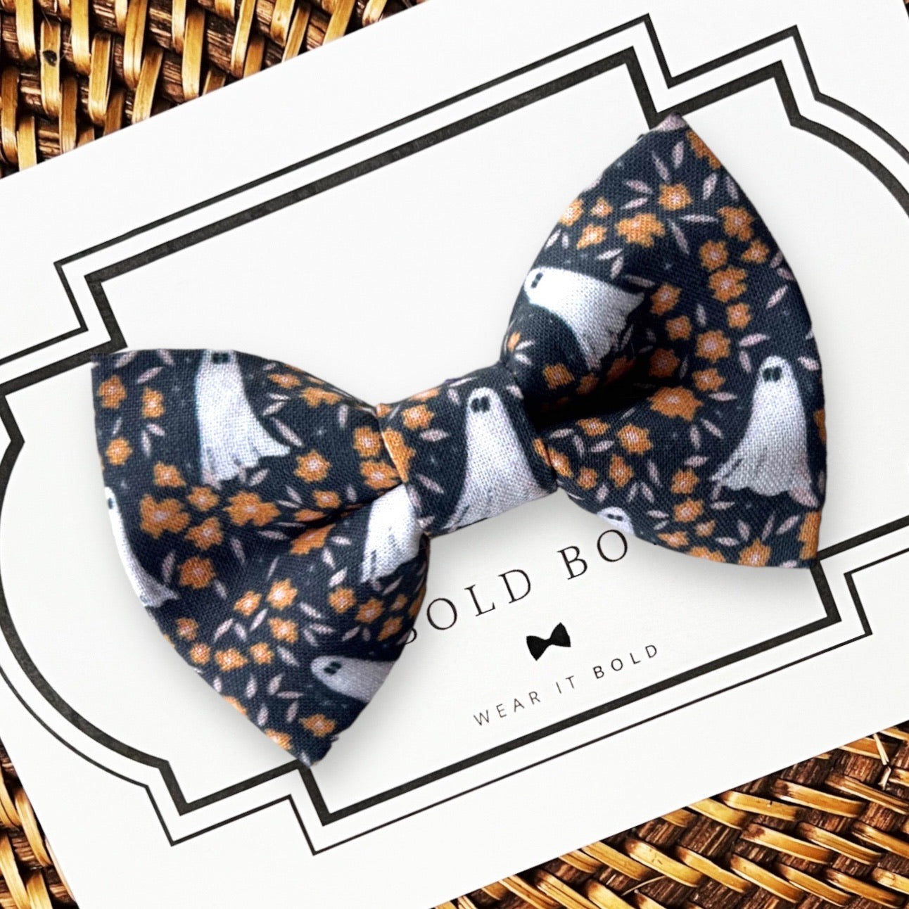 Marigold Ghosts Bow Tie for Dog Collar or Cat Collar