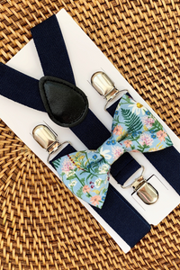 Wildflower Rifle Paper Co Bow Tie & Navy Suspenders Set