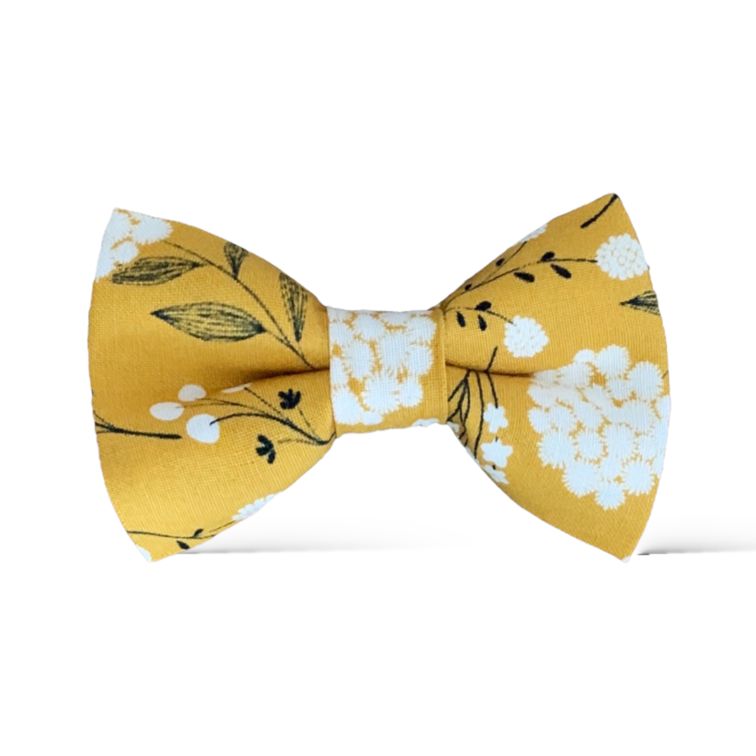 Mustard Floral Cotton Bow Tie