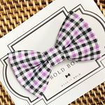Load image into Gallery viewer, Purple and Black Halloween Plaid Bow Tie
