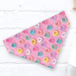 Load image into Gallery viewer, a pink bandana with hearts on it
