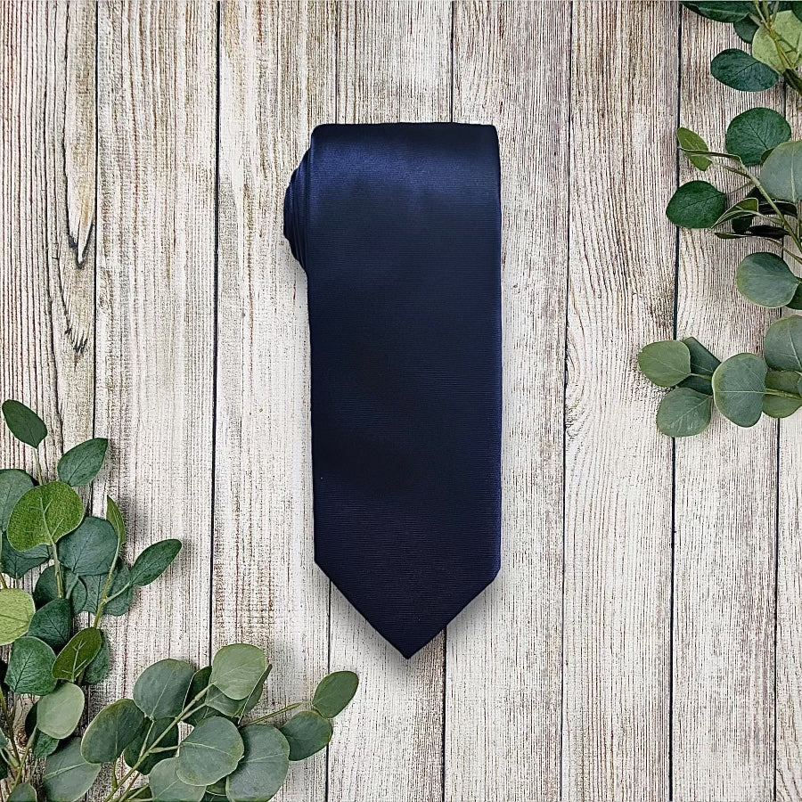 Navy Blue Satin Necktie