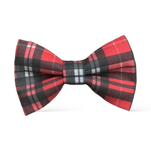 Red and Grey Plaid Cotton Bow Tie
