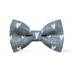 Load image into Gallery viewer, Grey Hearts Bow Tie &amp; Black Elastic Suspenders Set
