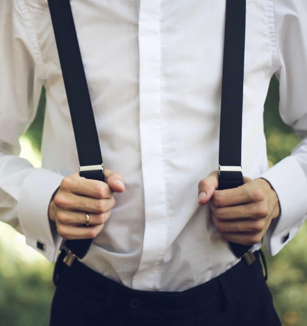 Black Bow Tie & Black Suspenders Set