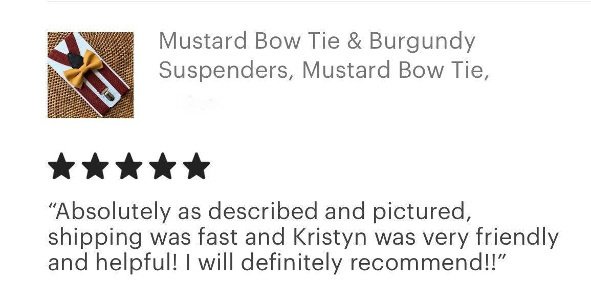 Mustard Bow Tie & Burgundy Suspenders Set