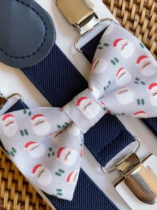 Santa Bow Tie & Navy Suspenders Set