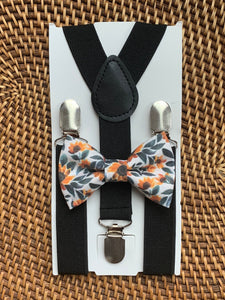 Sunflower Bow Tie & Black Suspenders Set