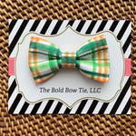 Load image into Gallery viewer, Green &amp; Orange Plaid Bow Tie for Dog and Cat Collar
