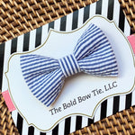 Load image into Gallery viewer, Navy Seersucker Bow Tie for Dog and Cat Collar
