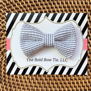 Grey Seersucker Bow Tie for Dog and Cat Collar