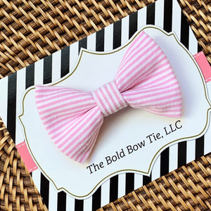 Pink Seersucker Bow Tie for Dog and Cat Collar