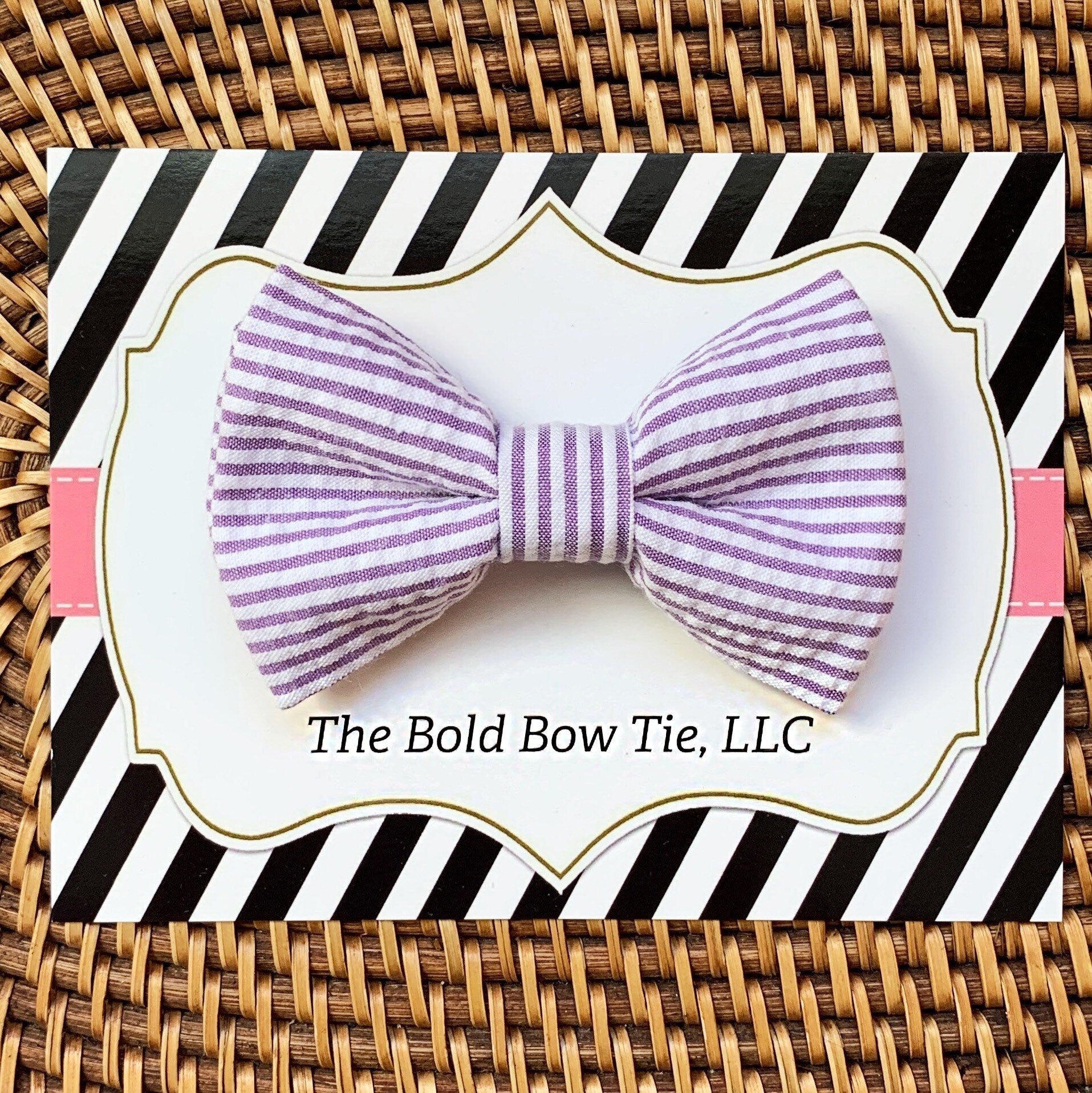 Lavender Seersucker Bow Tie for Dog and Cat Collar