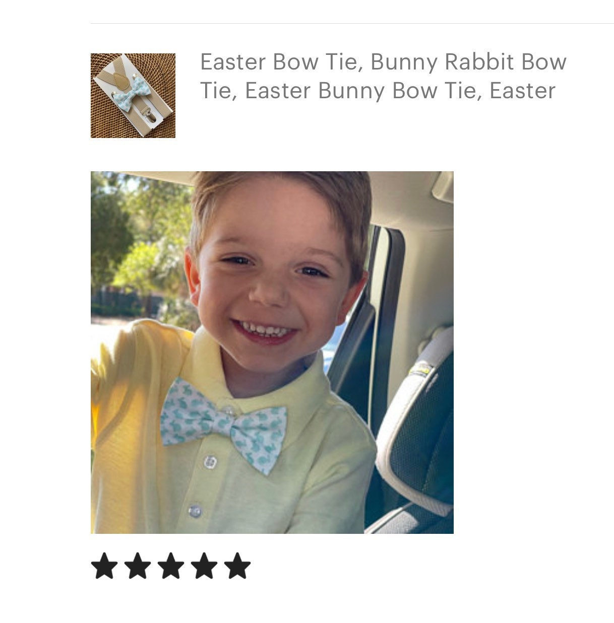 Blue Watercolor Easter Bunny Bow Tie & Light Grey Suspenders Set