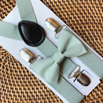 Load image into Gallery viewer, Sage Bow Tie &amp; Sage Suspenders Set
