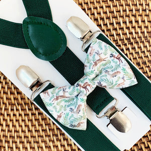 Whimsical Reindeer Bow Tie & Juniper Suspenders Set