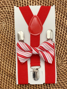 Candy Cane Bow Tie & Red Suspenders Set