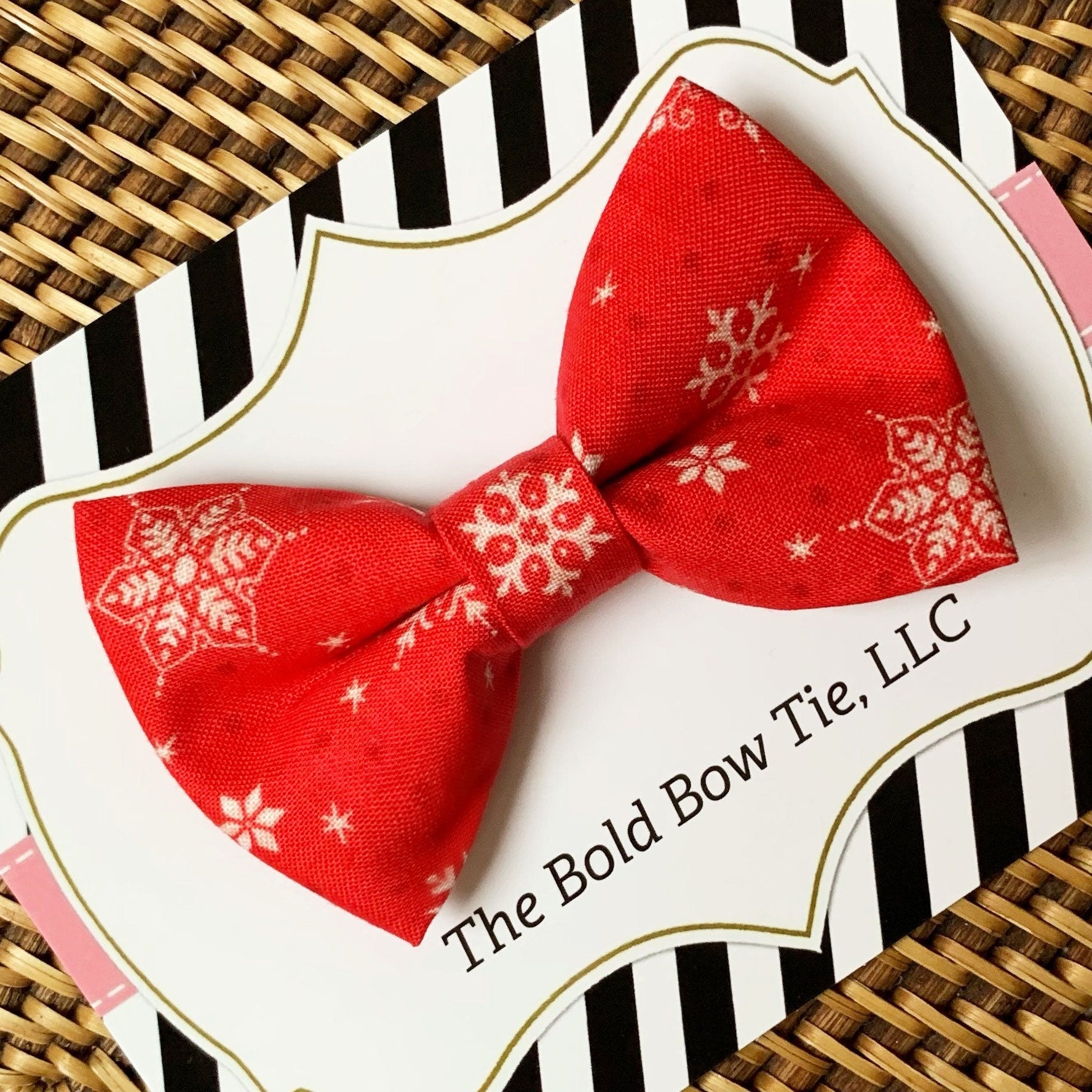 Red Snowflake Bow Tie for Dog and Cat Collar