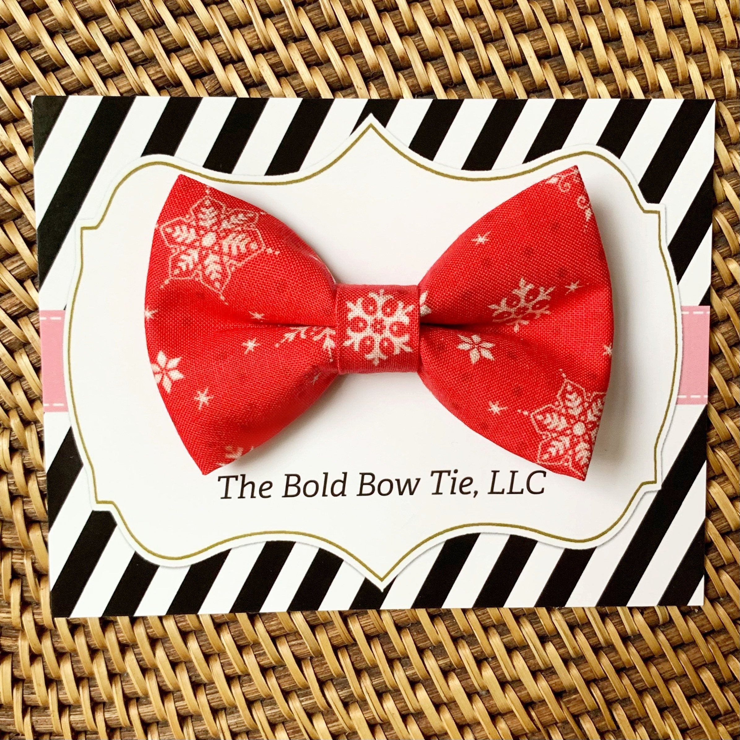 Red Snowflake Bow Tie for Dog and Cat Collar