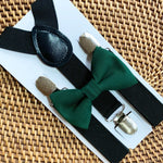 Load image into Gallery viewer, Juniper Bow Tie &amp; Black Suspenders Set
