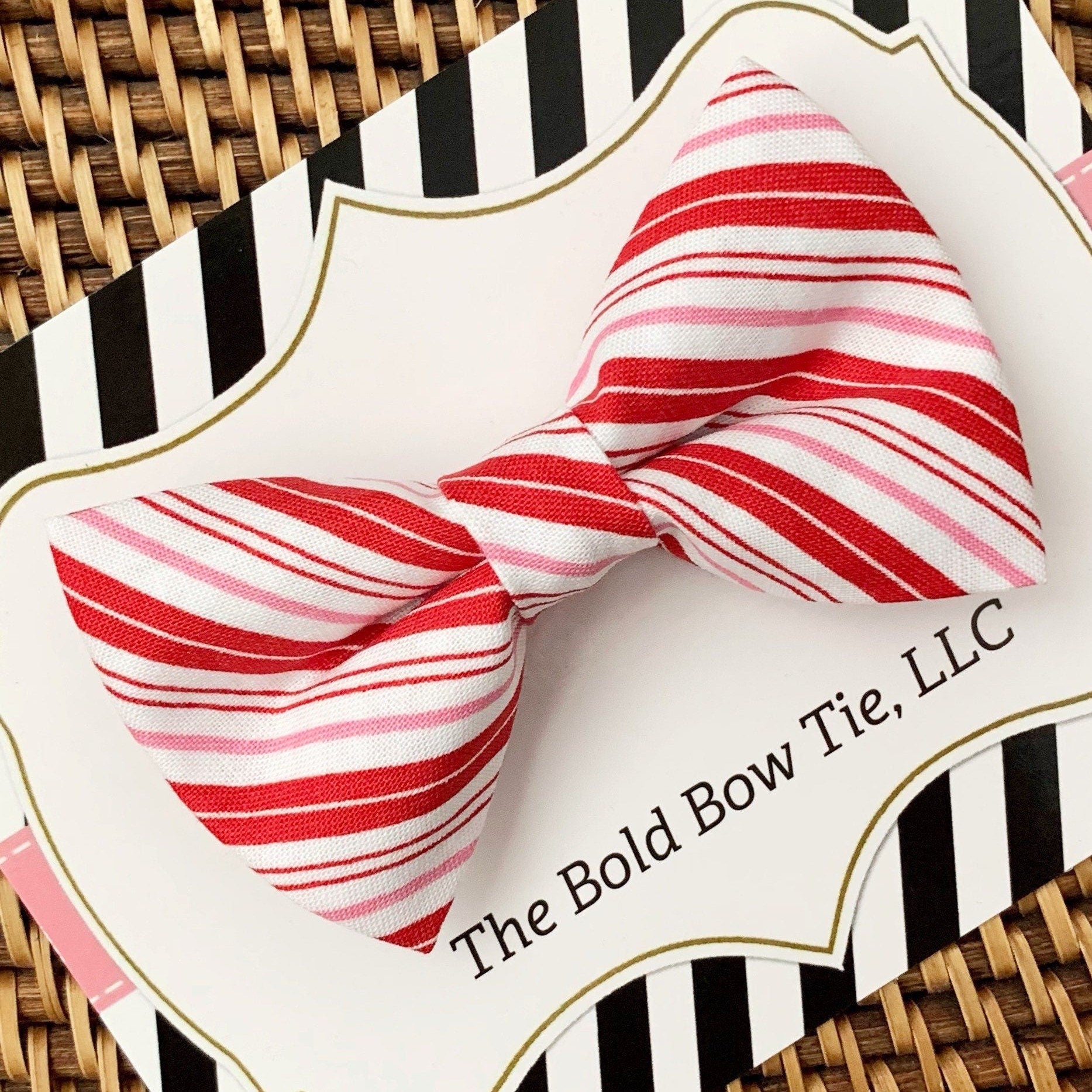 Peppermint Candy Cane Bow for Dog Collar and Cat Collar