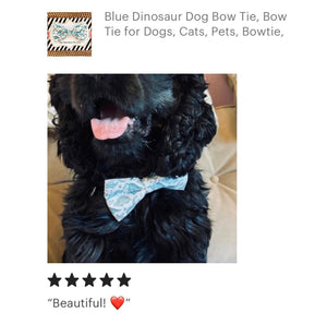 Blue Dinosaur Bow Tie for Dog and Cat Collar