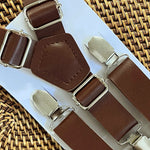 Load image into Gallery viewer, Dark Brown Vegan Leather Suspenders
