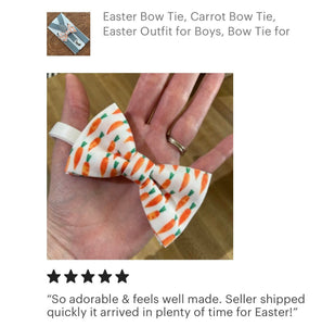 Easter Carrot Bow Tie & Light Gray Suspenders Set